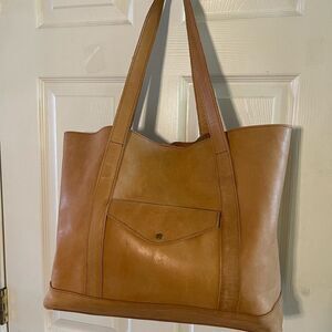 Fashion Able made in Ethiopia Mamuye tote, soft distressed cognac leather.